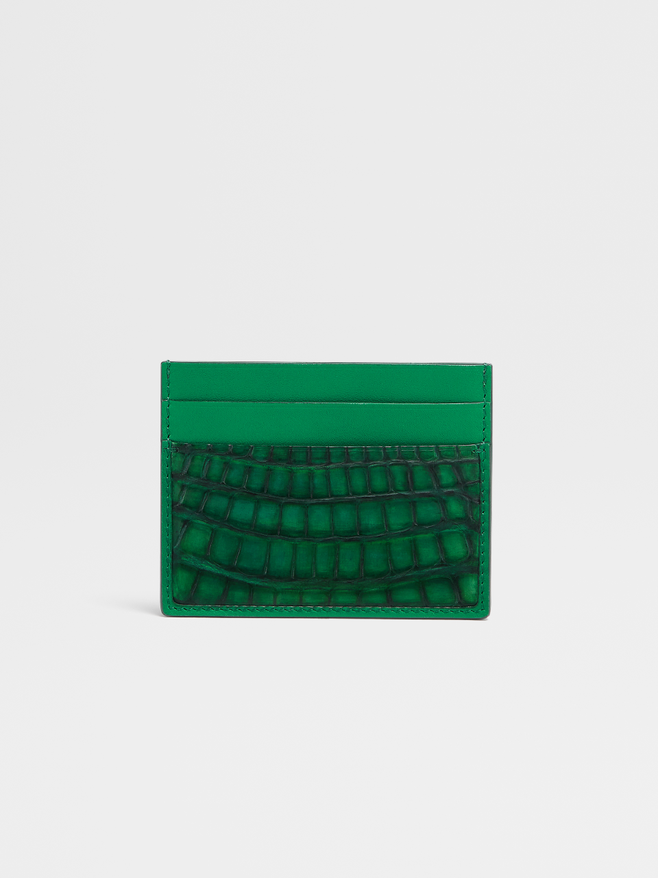 Bright Green Smooth Leather and Alligator Simple Card Case